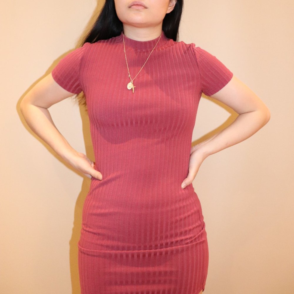 Pink Bodycon Sweater Dress